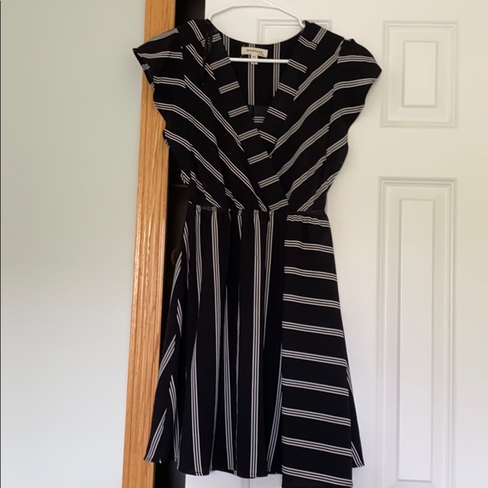 Black and white striped dress